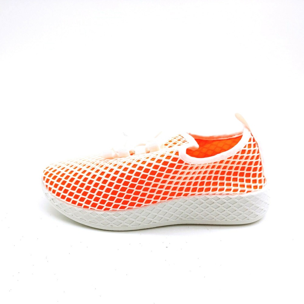 Yoki Shoes Womans Lemo Pull On Sneaker Orange White Cushioned Insole 5.5 NEW